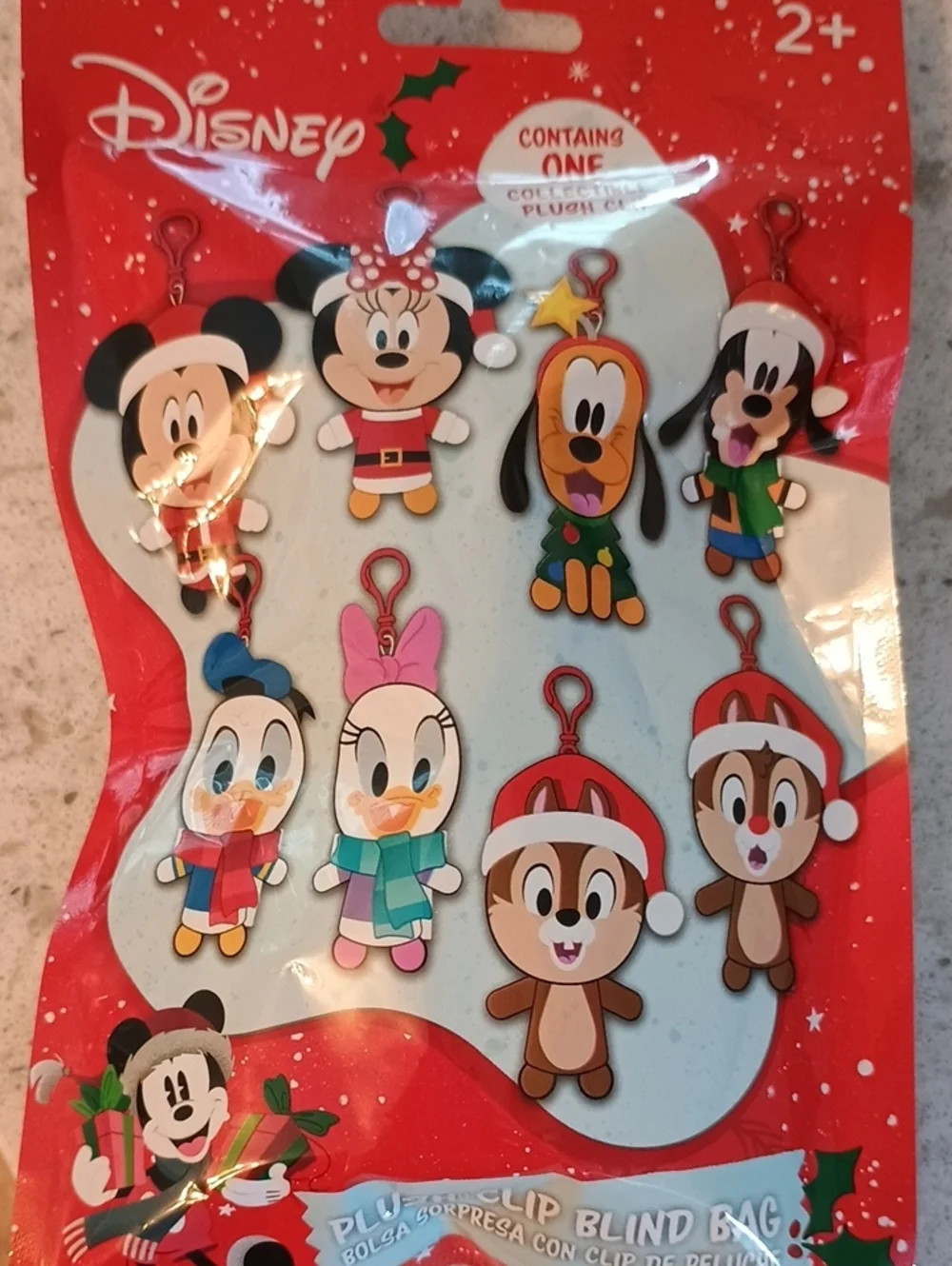 Set Of 3 Disney Plush Clip Blind Bag - Holiday Character Clip